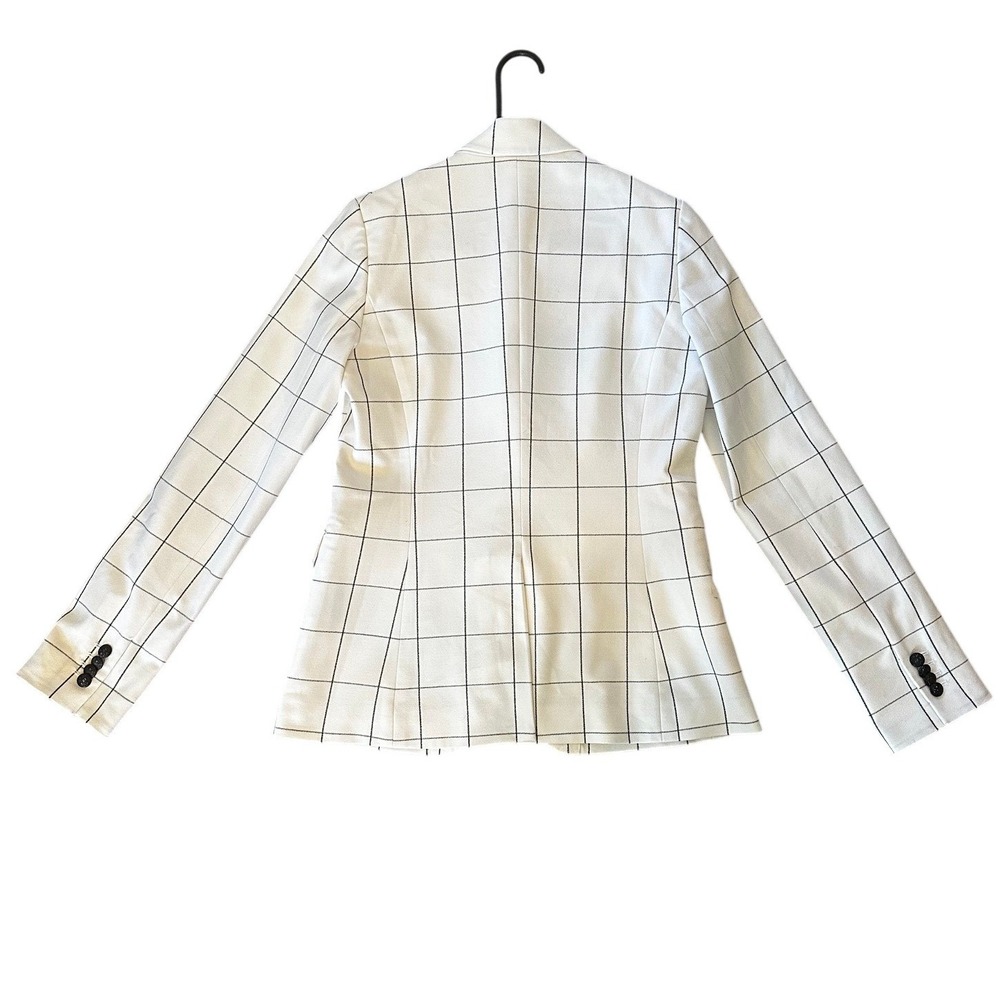 Veronica Beard White Black Windowpane Check Single Button Blazer Jacket Size 6 - Picture 3 of 5
